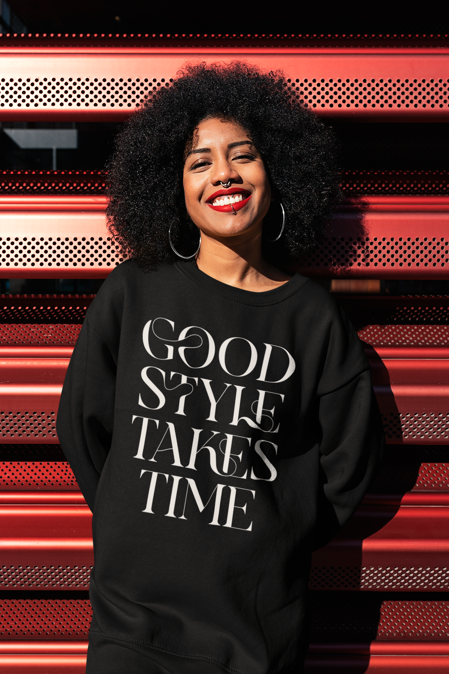 Premium Sweatshirt "Good Style Takes Time" - Stil braucht Zeit