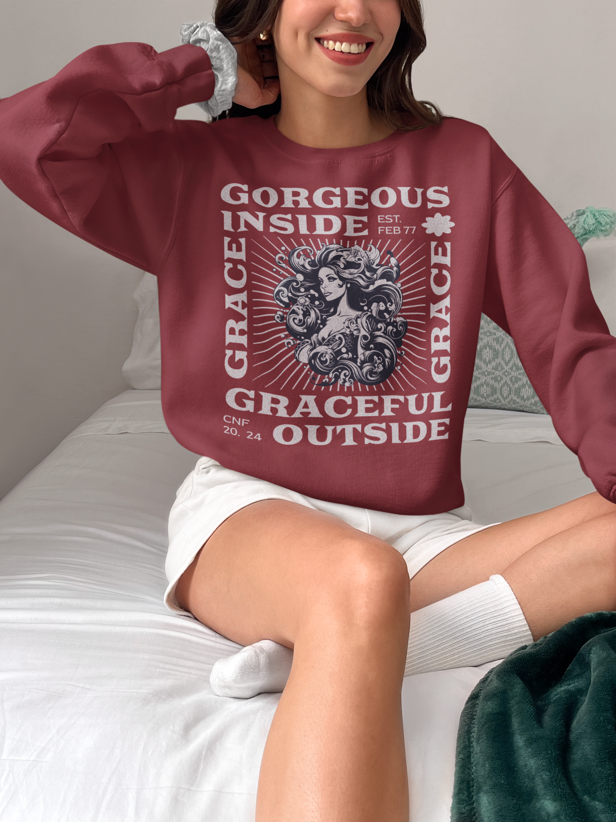 Premium Sweatshirt "Gorgeous Inside, Graceful Outside" - Pure Eleganz