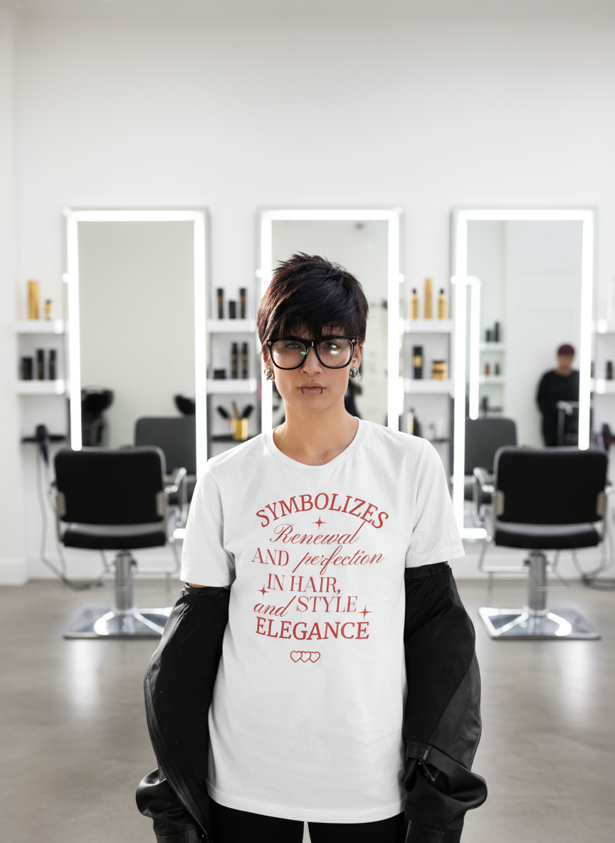 Premium Damen T-Shirt "Symbolizes Renewal – Dein Statement für Hair, Style & Elegance!"
