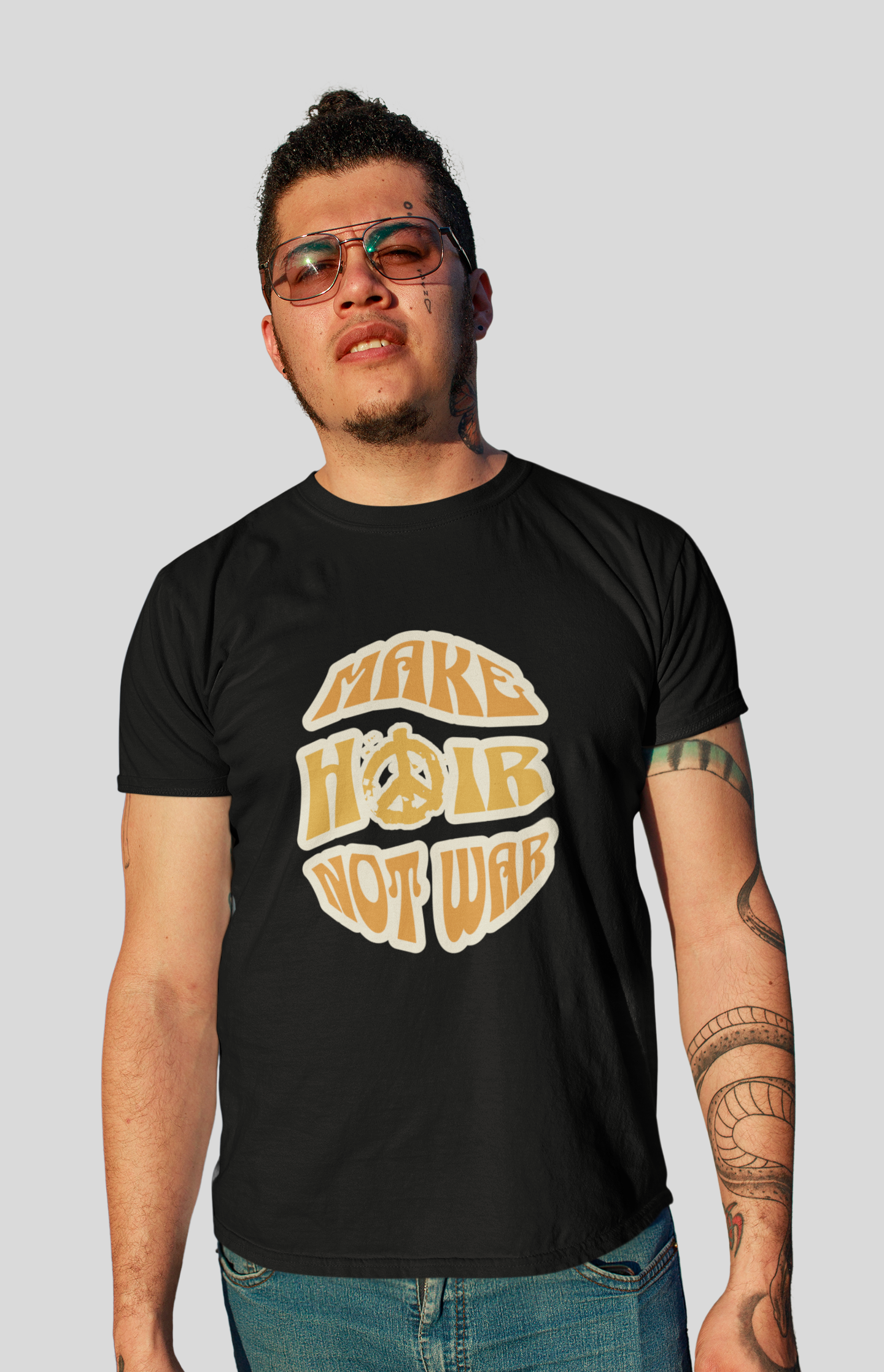 Premium Herren T-Shirt "Make Hair Not War" – Dein Statement für Peace, Style & Personality.