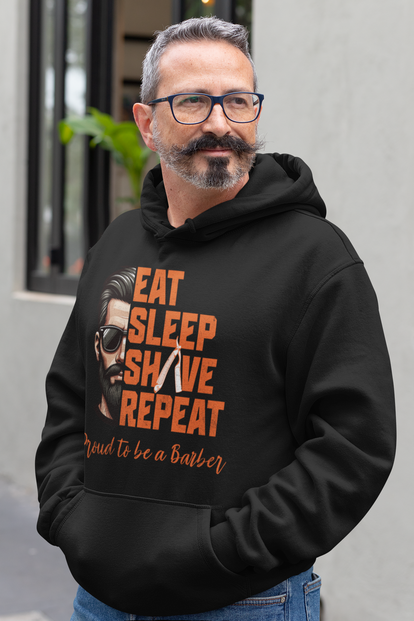 Premium Oversized Hoodie "Eat Sleep Shave Repeat"